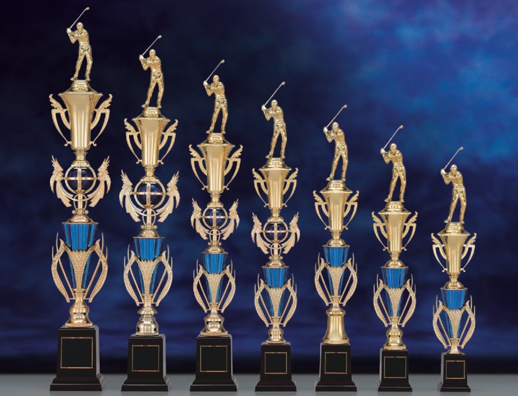 オリジナルトロフィー 定番トロフィー ブルー ゴールド 表彰大会 コンテスト 名入れ対応 スタンダード