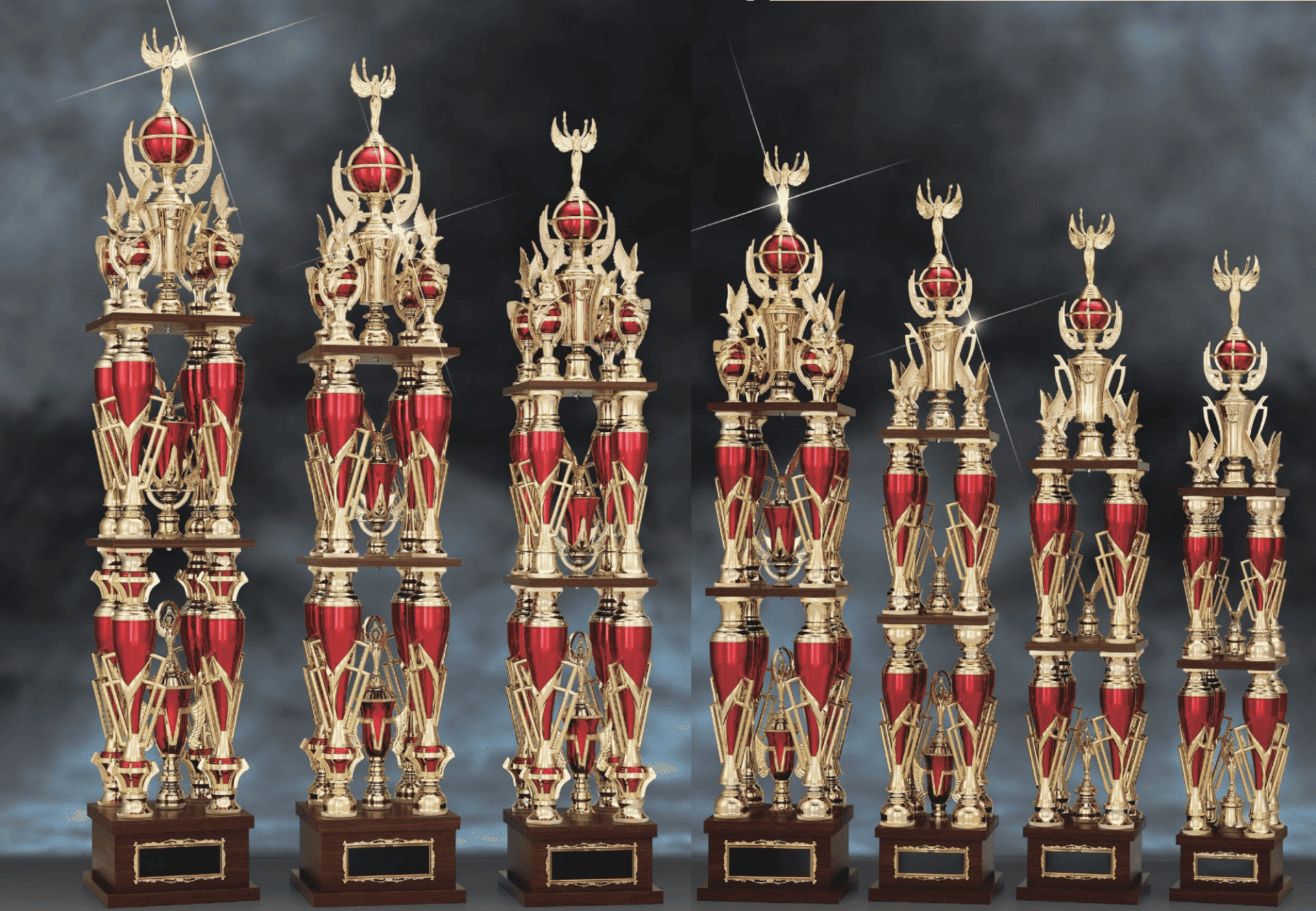 オリジナルトロフィー 大型トロフィー 四本柱デザイン 優勝 MVP 表彰用 名入れ対応 高級感